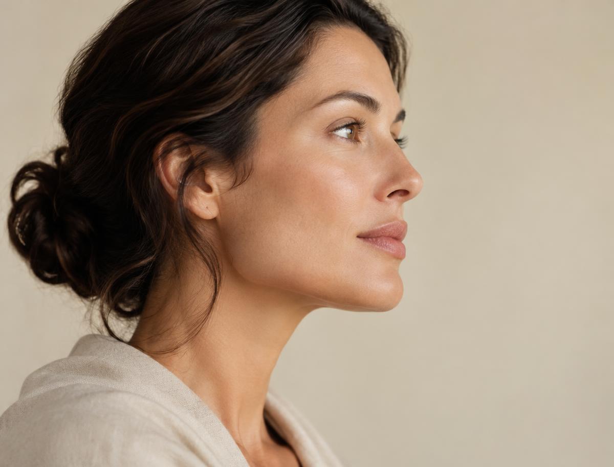 Perfil facial femenino para ilustrar un artículo sobre rinoplastia ultrasónica y armonía facial.